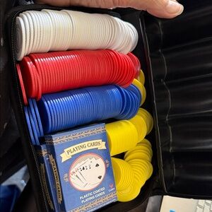 Colorful Poker Chip Set with Playing Cards
